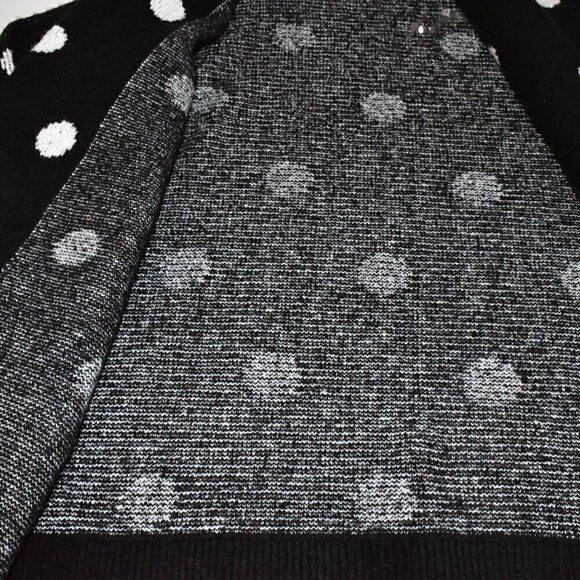 Verve Ami Long Sleeve Open Front Cardigan Sweater Black White Polka Dots Size S - Picture 7 of 12